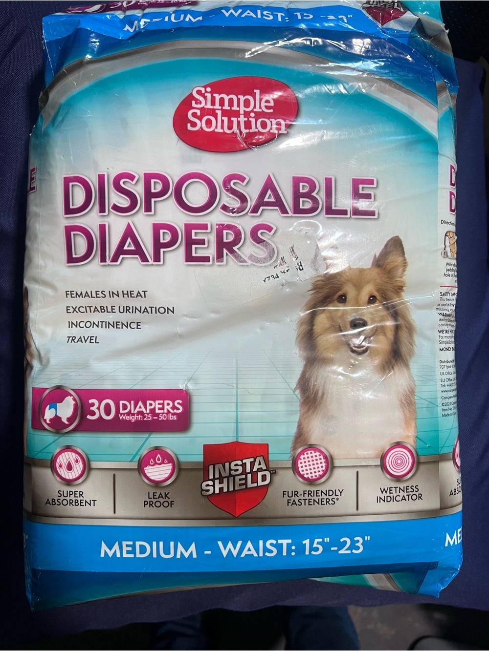 Simple Solution dog diapers medium 30 count